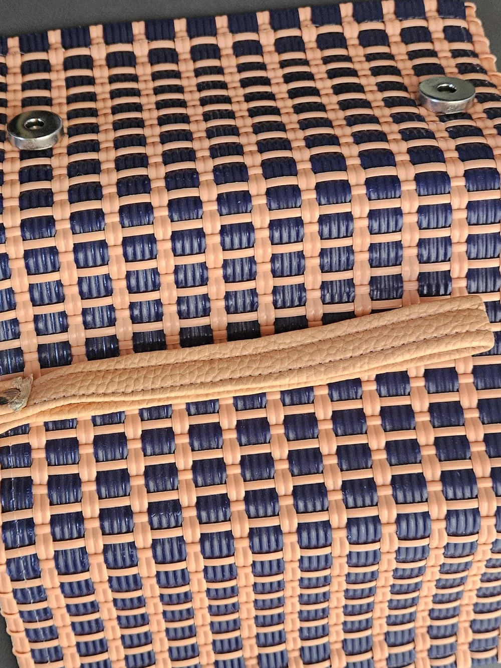 Woven Navy and Peach Strap